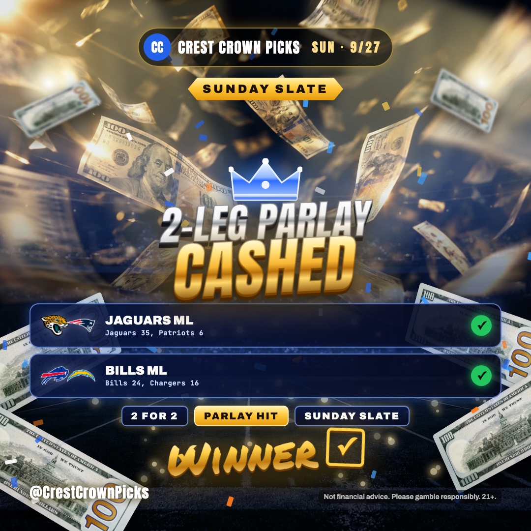 Blue crown parlay cashed post with team logos